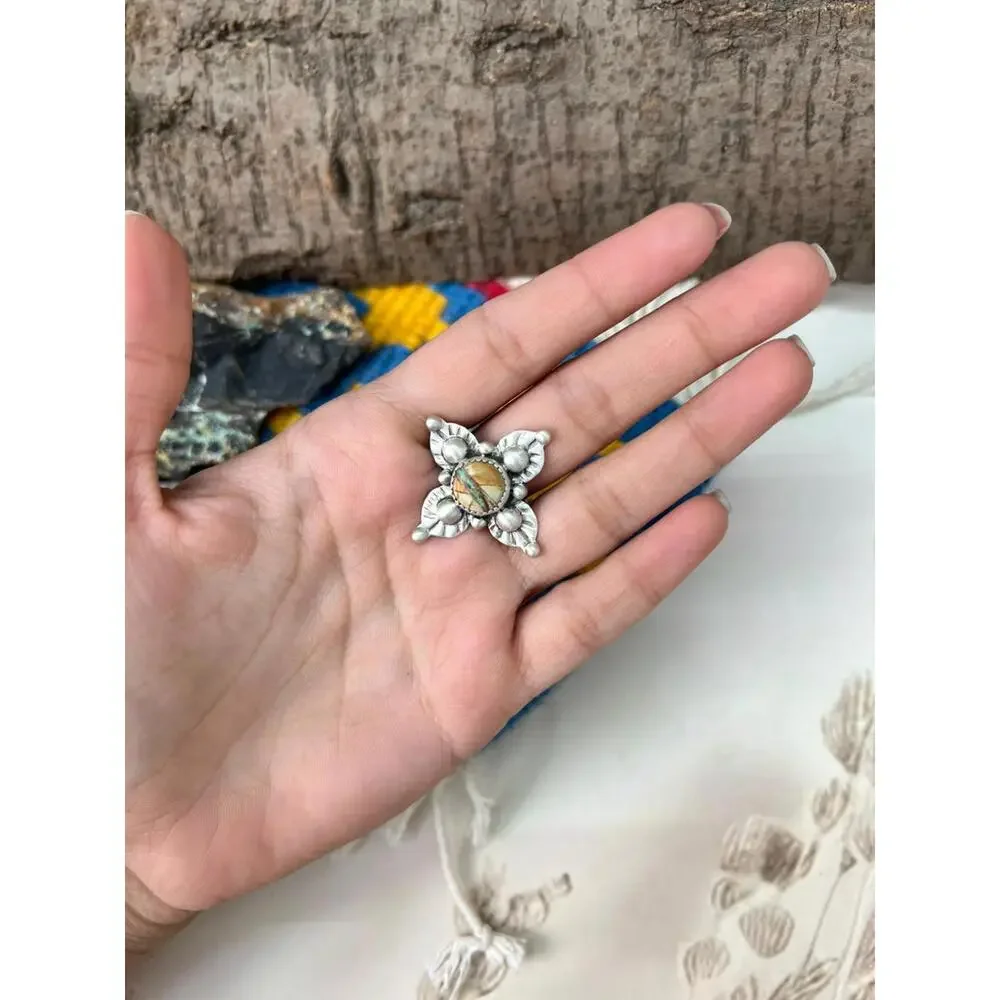 Handmade Sterling Silver Royston Ribbon Turquoise Adjustable Ring "Signed Nizho - Picture 3 of 5